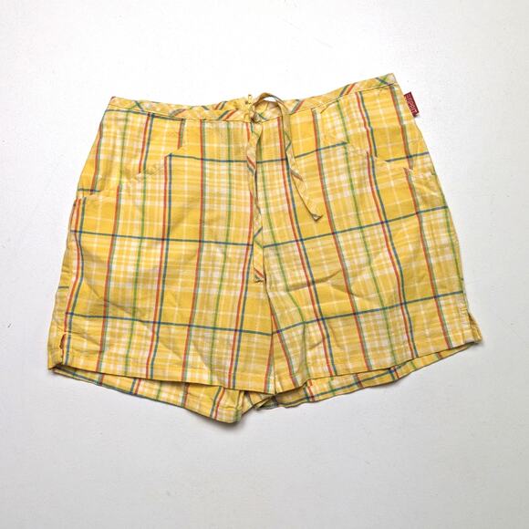 Vintage Esprit Shorts Girls Size 7 Yellow Rainbow Plaid - Picture 1 of 4